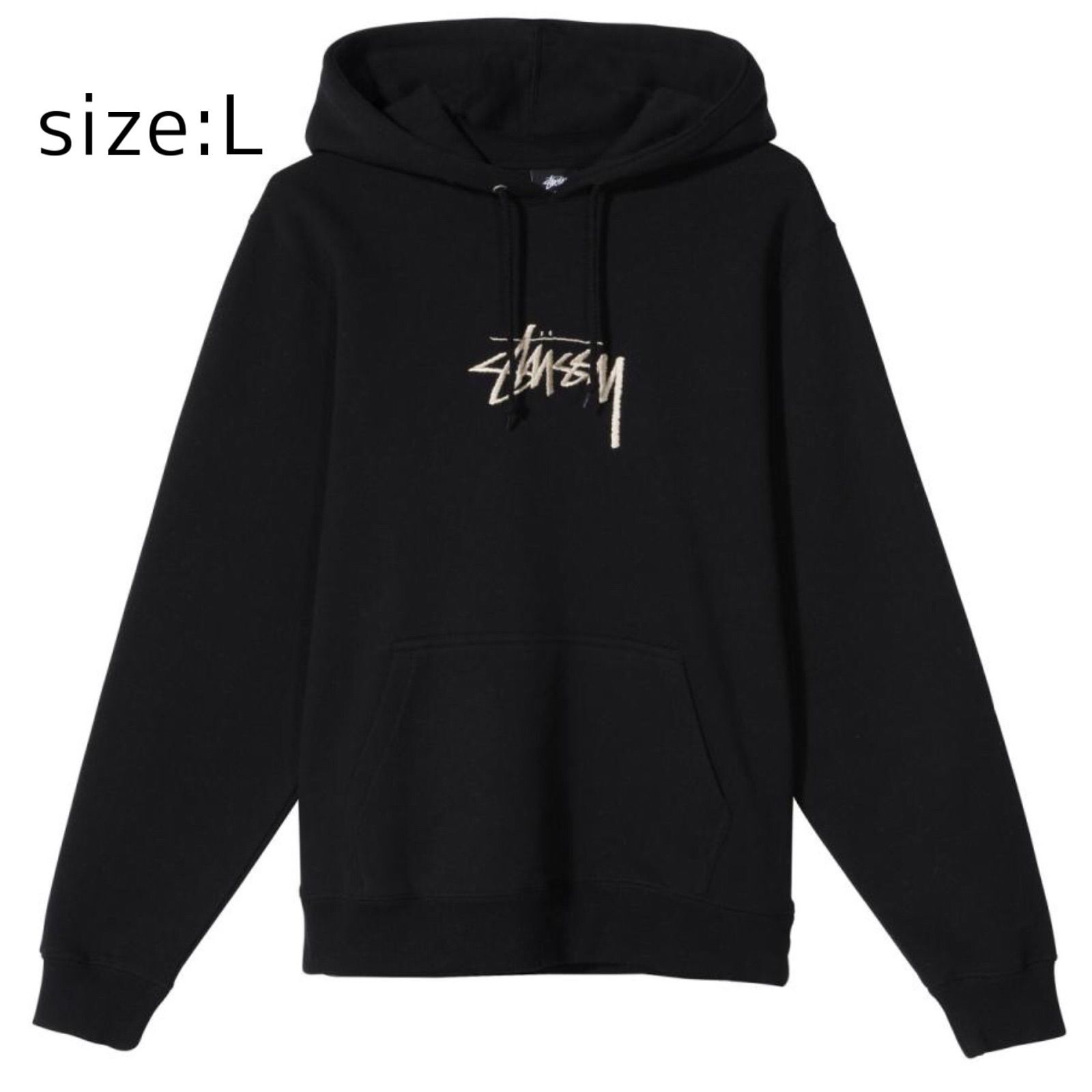 STUSSYSTOCKLOGOAPPLIQUEHOODIEストックロゴアップリケ-