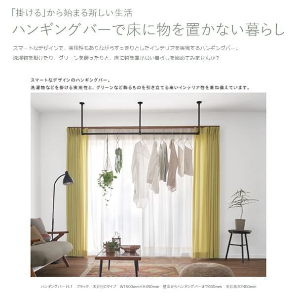 H-1 TOSO トーソー ハンギングバー 正面付 Cタイプセット ホワイト W900mm×D250mm