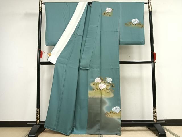 平和屋着物▽訪問着　単衣　草花文　暈し染め　金彩　正絹　逸品　AAAV2772fy 平和屋着物▽訪問着 単衣 草花文 暈し染め 金彩 正絹 逸品 AAAV2772fy