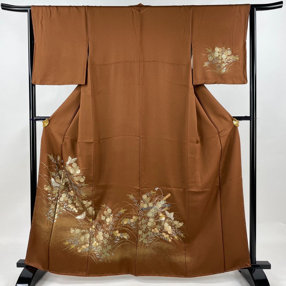 付下げ 身丈162cm 裄丈65.5cm M 袷 紬地 釣れれ 辻が花 雲文 