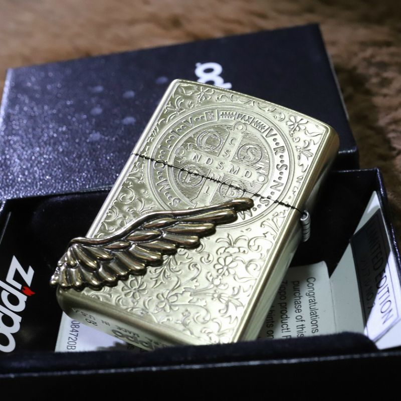 ZIPPO エンジェルウイング 限定ナンバー入り 真鍮古美3面加工 限定ジッポ コンスタンティン風 人気 プレゼント クラシック カッコイイ