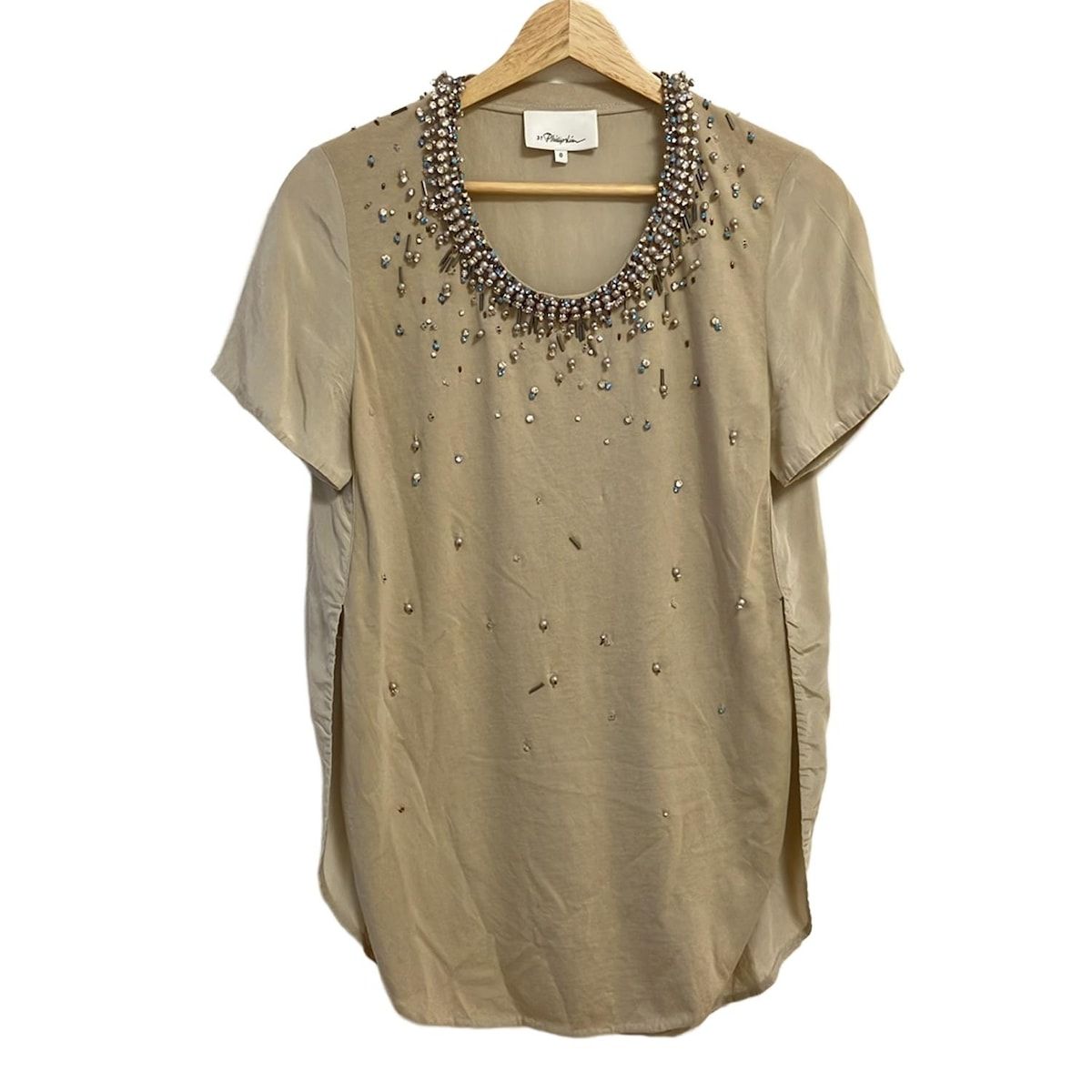 3.1 Phillip lim スリーワンフィリップリム 半袖カットソー サイズ0 XS レディース - ベージュ ビジュー