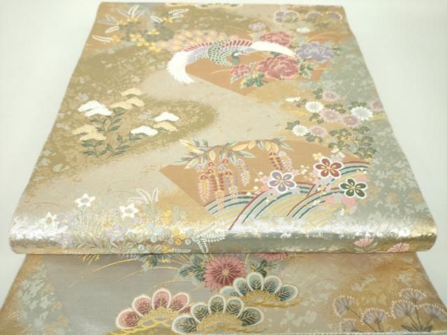 平和屋着物○西陣 長嶋成織物 ながしま帯 六通柄袋帯 唐織 地紙