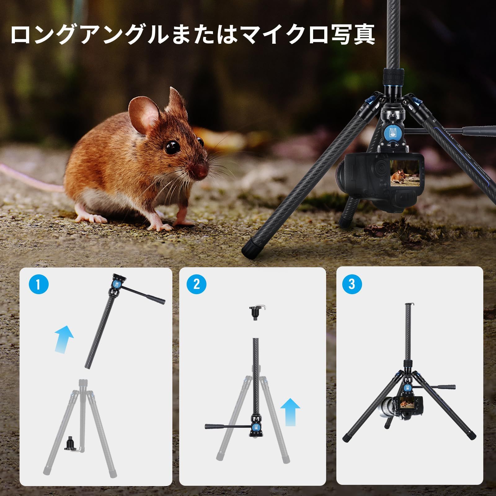 59 8インチコンパクトカメラ三脚クイックリリースレッグセットアップ
