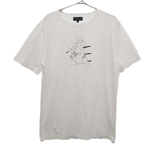 アニエスベーオム プリント 半袖 Tシャツ 1 ホワイト agnes b. HOMME