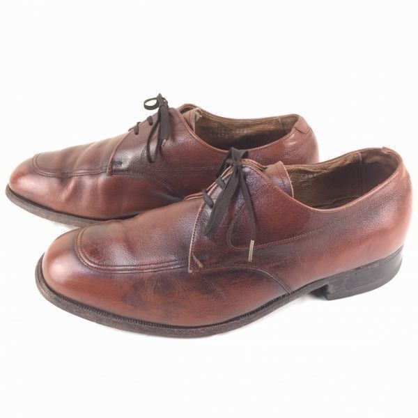 80s-90s Vintage/ビンテージ　Florsheim/フローシャイム【9.5 幅広5E 27.5 茶】グッドイヤー製法　本革　Uチップ　 ビジネスシューズ　管NO.メZB-96 #BUZZBERG