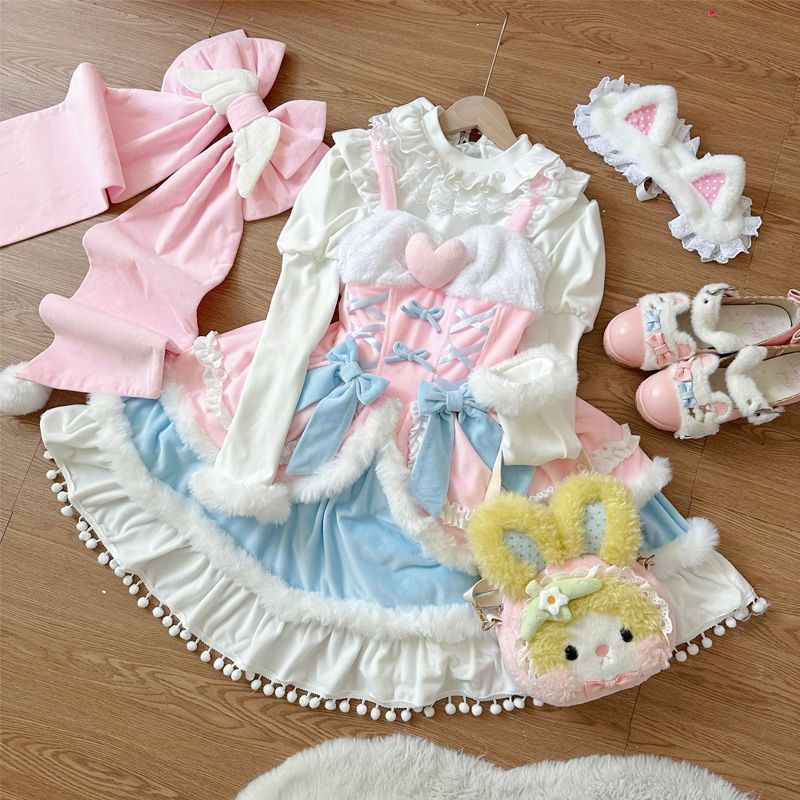 ミルクバニーモチーフ ロリータ風JSKワンピース