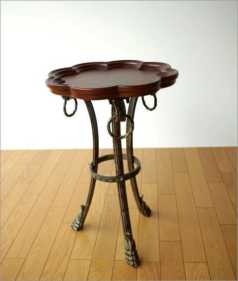 サイドテーブル おしゃれ アンティーク風 トレーテーブル 木製