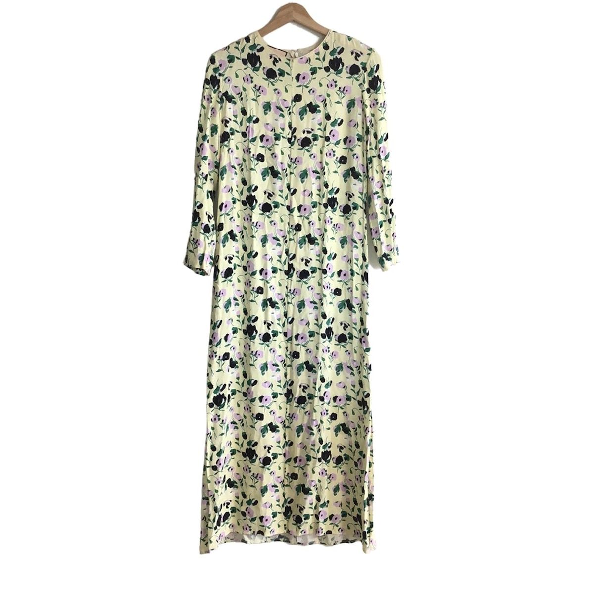 PLAN C プランシー ワンピース サイズ38 M レディース - ライトイエロー×グリーン×ピンク クルーネック|長袖|ロング|花柄