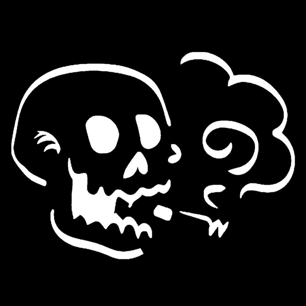 車 ステッカー 13cm 煙草 たばこ ドクロ 骸骨 煙 給油口 おもしろ