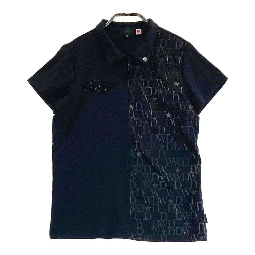 Dance With Dragon - coco 中古 ダンスウィズドラゴン DANCE WITH DRAGON レディース 半袖ポロシャツ 2(M) 黒 ブラック ハーフジップポロシャツ Dance With Dragon - coco 中古 ダンスウィズドラゴン DANCE
