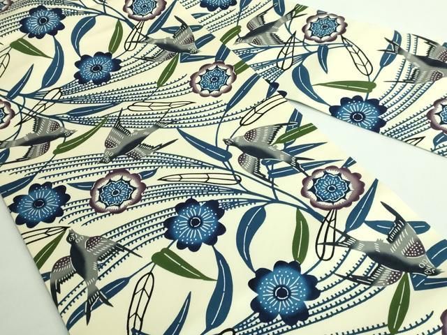 平和屋本店□最高級 城間栄順 本場琉球紅型 九寸名古屋帯 草木文 鬼