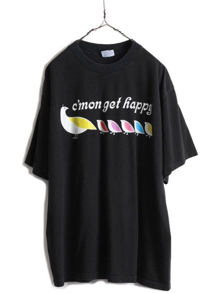 90s USA製 アート イラスト プリント Tシャツ XL 黒 ヘビーウェイト ...