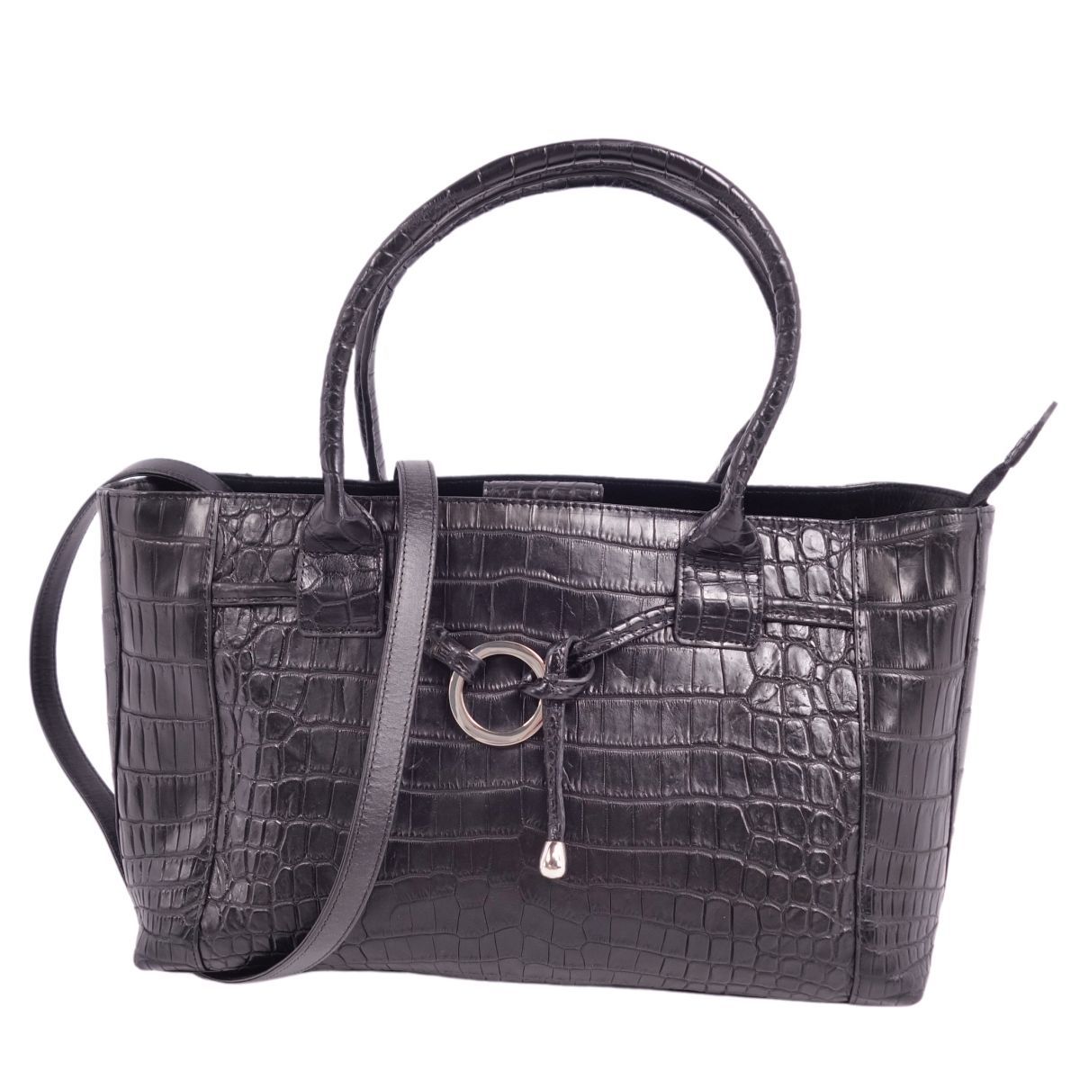美品 クロコダイル CROCODILE バッグ 2way ハンドバッグ ショルダー 