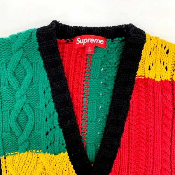 23awシュプリーム パッチワークケーブルニットカーディガン（Lサイズ） Supreme シュプリーム 23AW Patchwork Cable Knit Cardigan パッチ