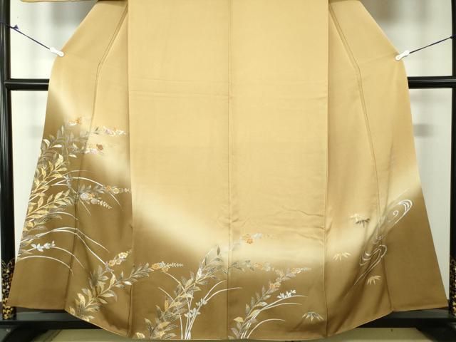 平和屋着物●創作作家　八須美 　漆戸順子　訪問着　螺鈿　流水花文　暈し染め　金銀彩　正絹　逸品　DAAV6600ps 平和屋着物○創作作家 八須美 漆戸順子 訪問着 螺鈿 流水花文