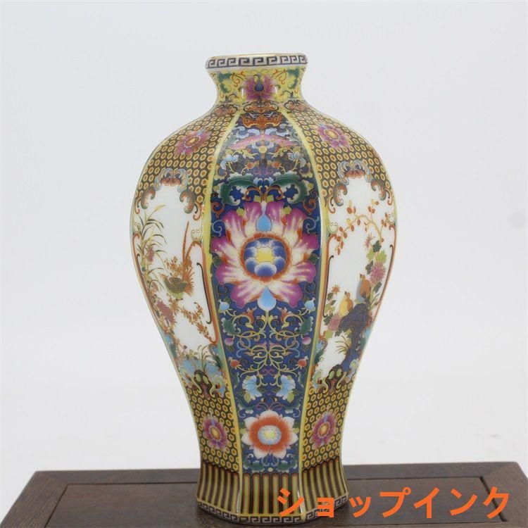 琺瑯彩蒔花鳥六方賞瓶 景徳鎮 陶磁器 装飾品 現代工芸品 美術品 置物 琺瑯彩蒔花鳥六方花瓶 景徳鎮 陶磁器 装飾品 工芸品 置物 - メルカリ