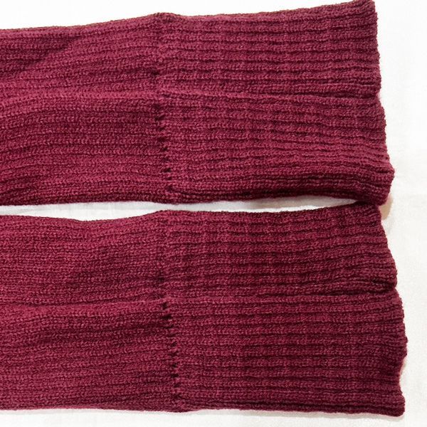 【ワイン】75cm レッグウォーマー ロング丈 穴あき 暖かニット 厚手 茶赤 新体操 バレエ ヨガ ダンス チア フラダンス 社交ダンス 新品未使用【匿名配送＋100円】|aw001-10-wine|