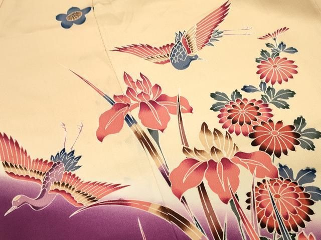 平和屋着物○上質な小紋 飛鶴雪輪花文 正絹 逸品 未使用