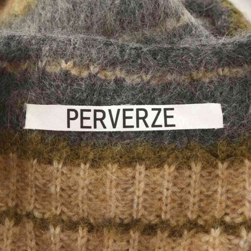 パーバーズ PERVERZE ストライプ モヘヤ ワイド カーディガン