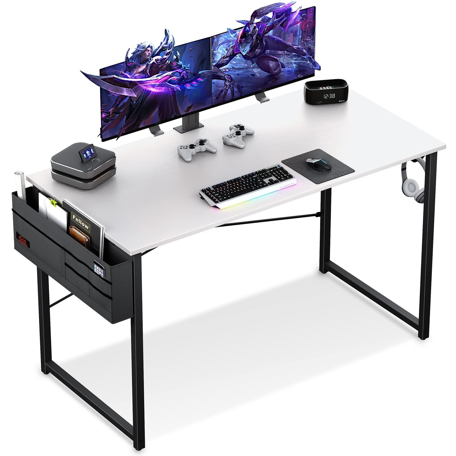 【特価セール】ゲーミングデスク パソコンデスク KKL 収納袋付き 幅120×奥行55cm 机 pcデスク 勉強机 フック付き 子 ワークデスク オフィスデスク desk 仕事用 在宅ワーク シンプル 組立簡単 モ
