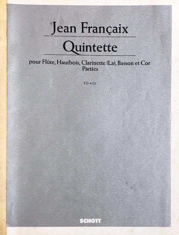ジャン-フランセ/木管五重奏曲(1番)パート譜 フランセ: 木管五重奏曲第