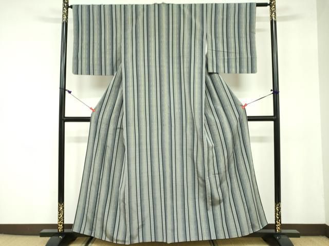 平和屋着物●上質な紬　花織　抽象間道　正絹　逸品　DAAX1521op 平和屋着物○上質な紬 花織 抽象間道 正絹 逸品 DAAX1521op 平和屋