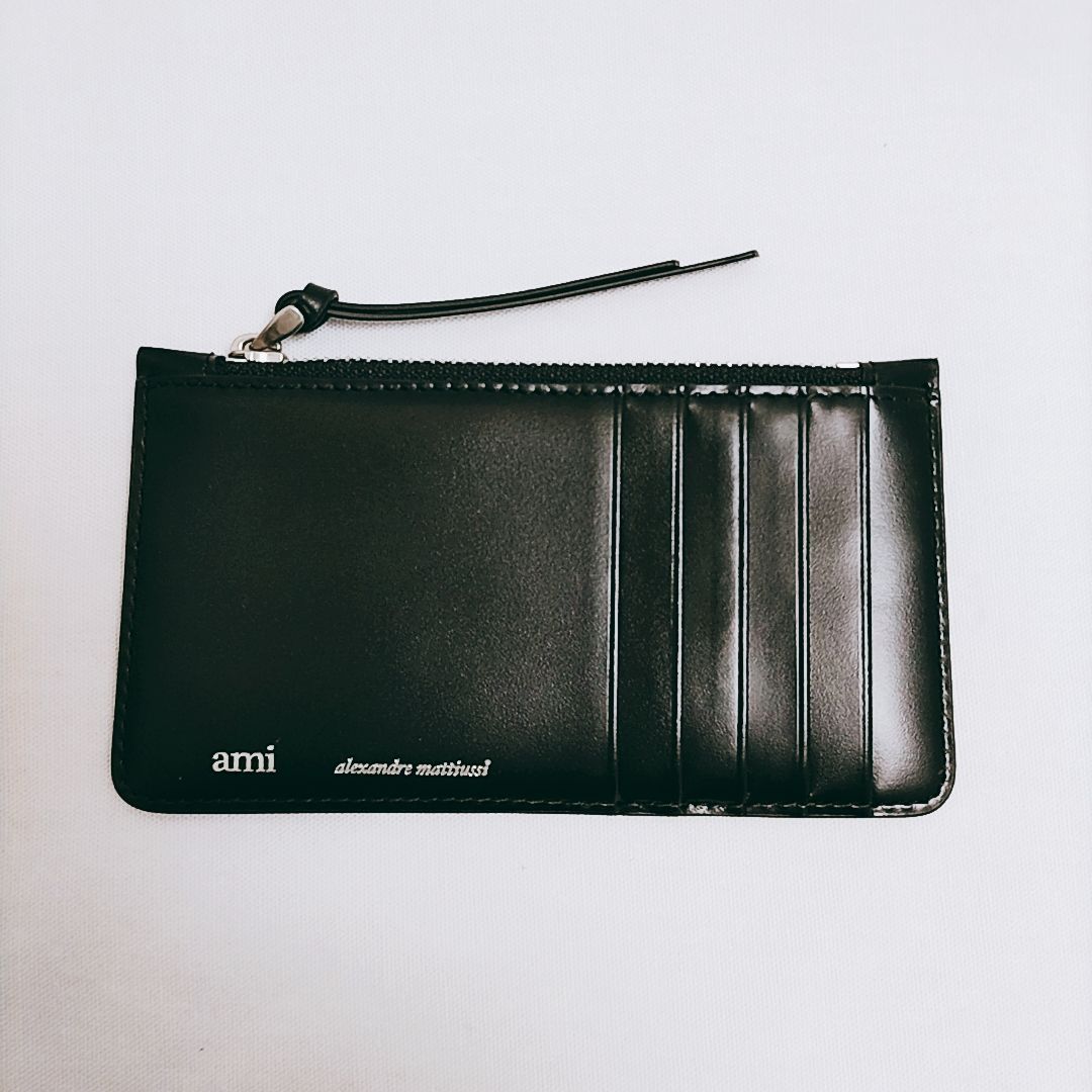 【 AMI PARIS】ZIP CARD HOLDER ジップアップカードホルダー ブルー スムースレザー Ami De Coeur ジップ カードホルダー