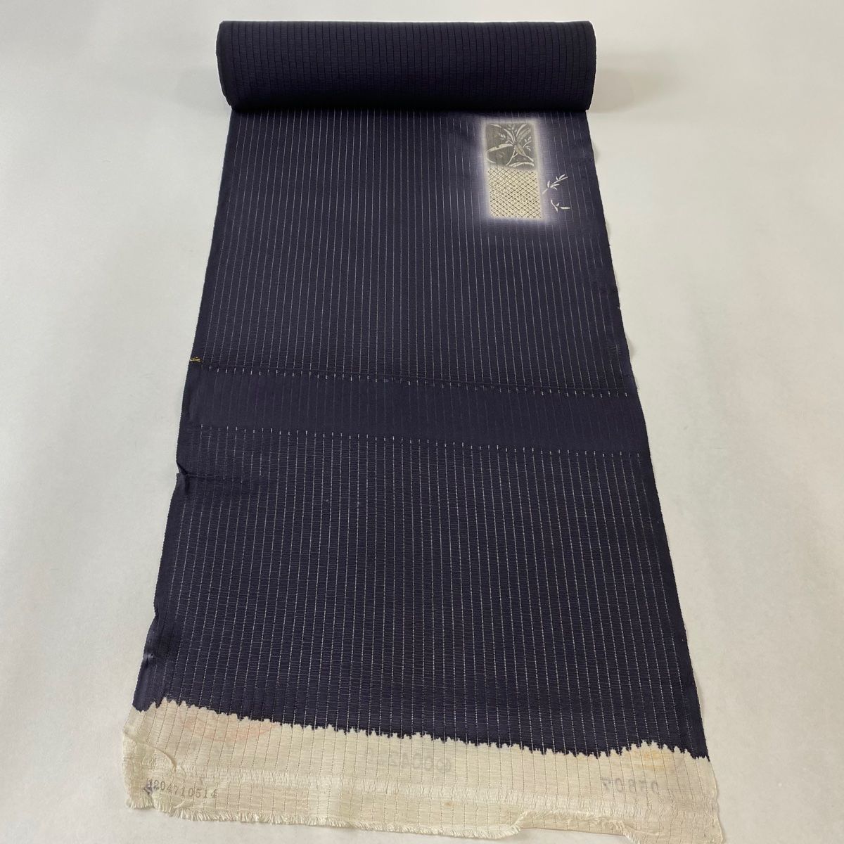 反物 名品 付下げ 薄物 絽 草花 疋田柄 銀彩 黒 正絹