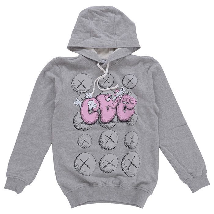 極美品 コムデギャルソン × KAWS コラボ パーカー グレー　大きめ XL Comme des Garçons Shirt × KAWS パーカー