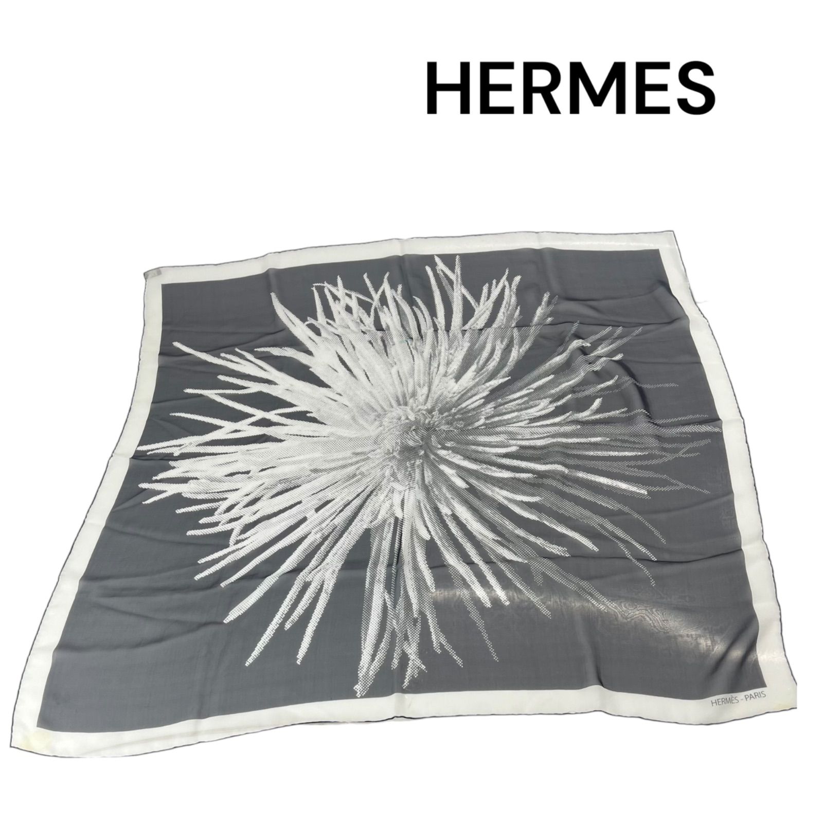 ●エルメス HERMES シアー 花柄 シルク スカーフ カレ90 レディース 5D630