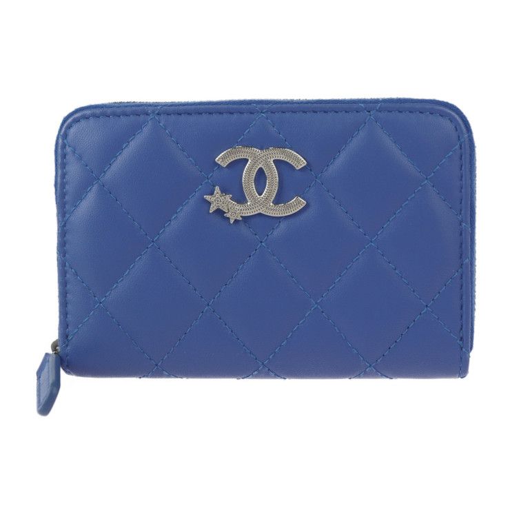 CHANEL シャネル 財布 コインケース AP3728 ラムスキン ブルー シルバー金具 ココスター ラウンドファスナー キルティング 小銭入れ 【 本物保証】 - メルカリ