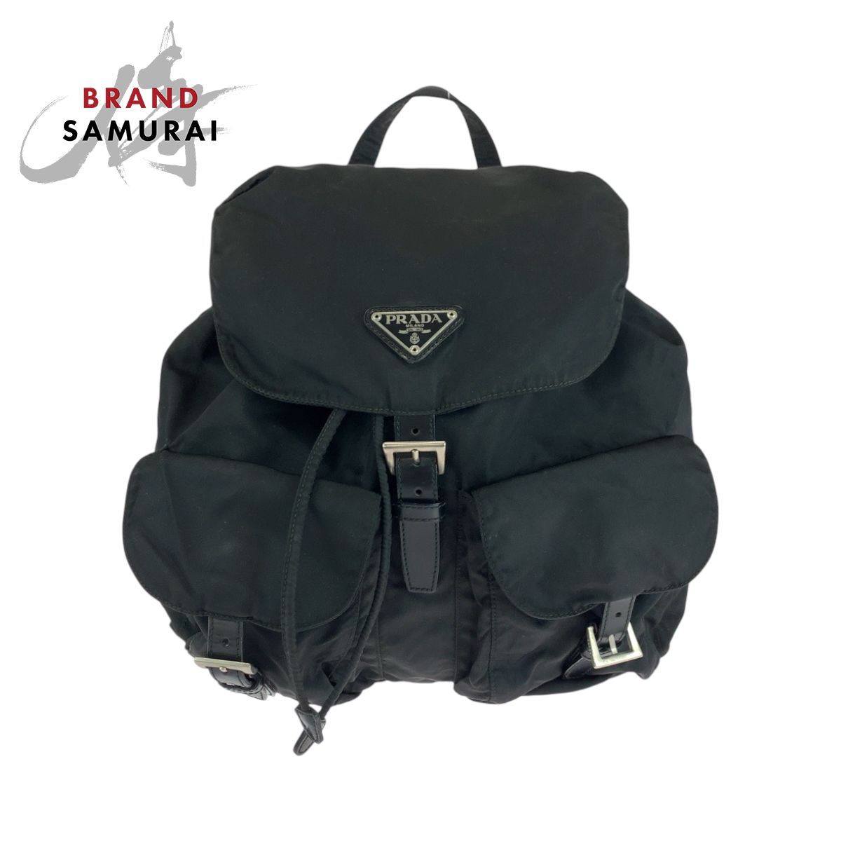 PRADA プラダ テスート 三角ロゴプレート ブラック 黒 シルバー金具 ナイロン B2811 リュックサック バックパック レディース 502202
