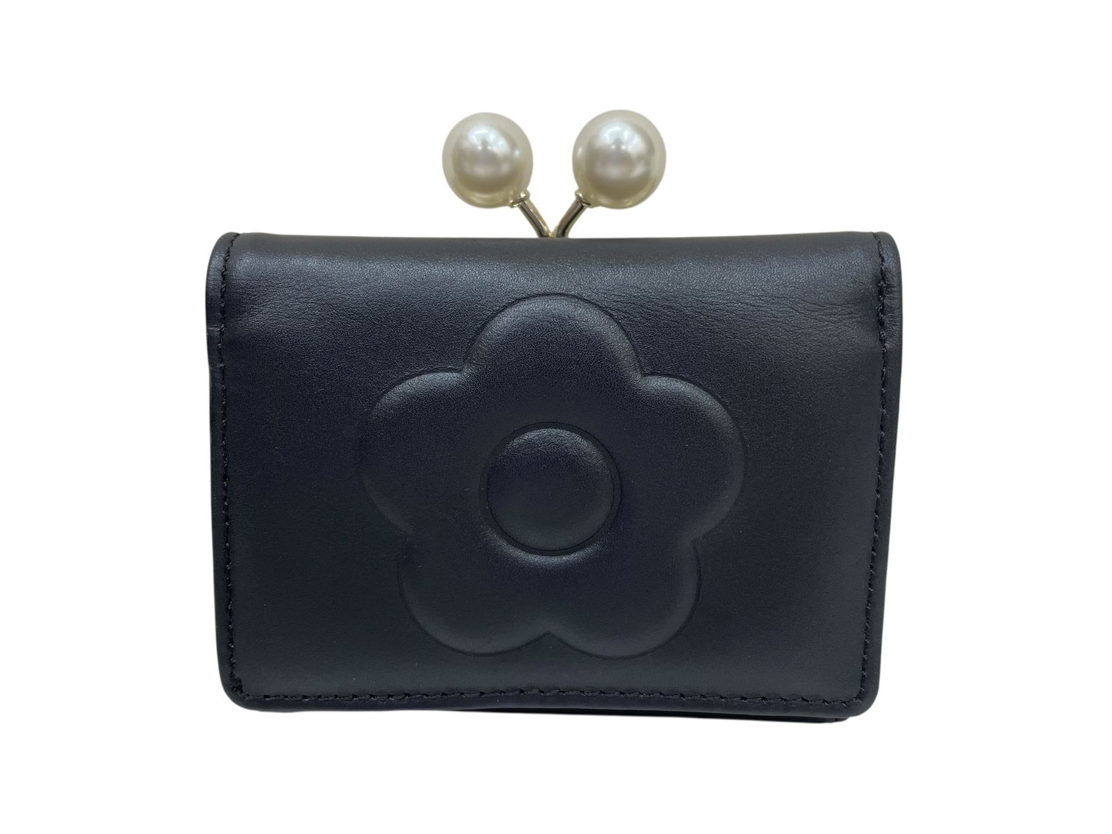 マリークワント♡ エンボスデイジーパール ミニウォレット 黒 MARY