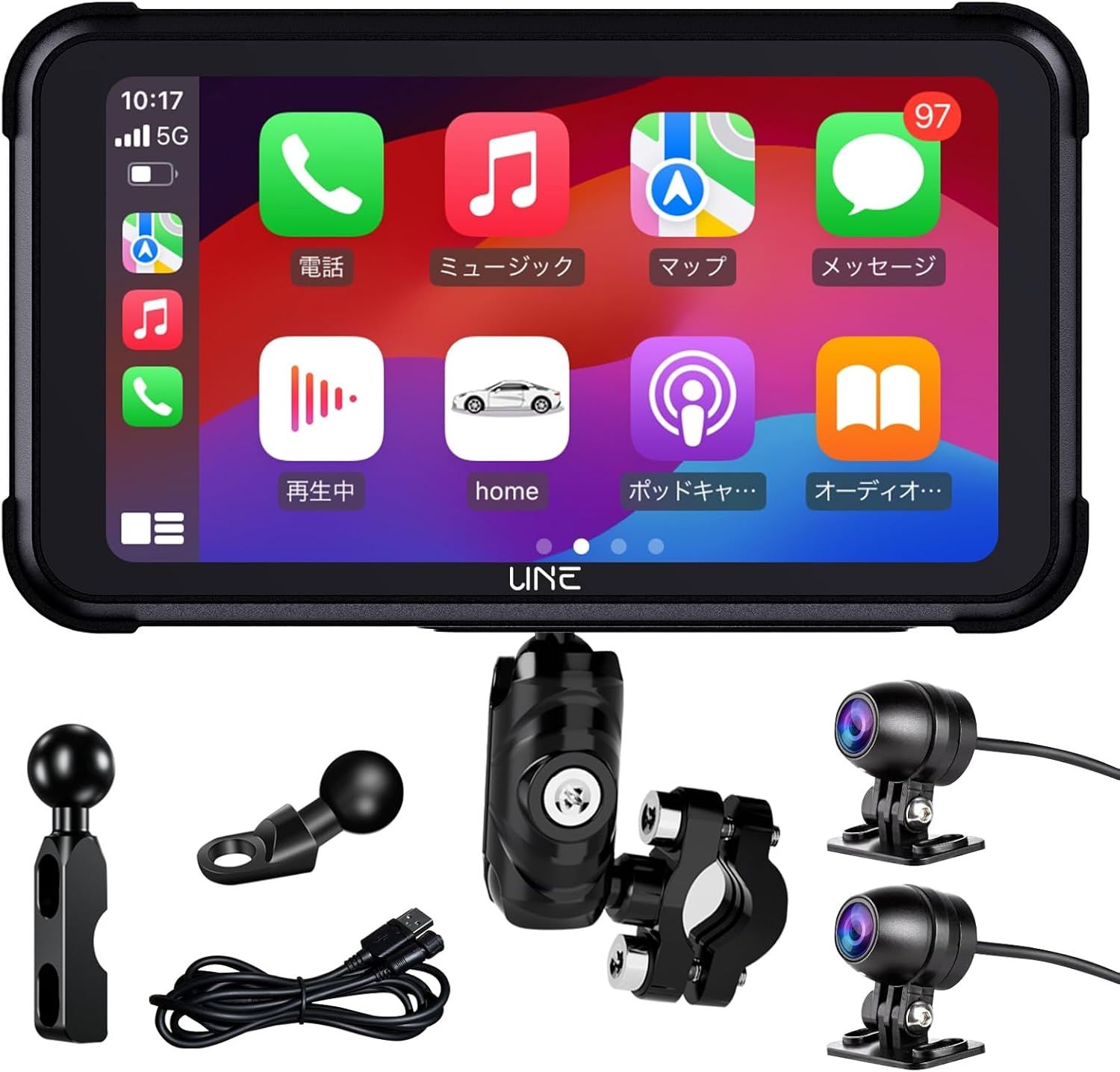 三金商事ディスプレイオーディオPDA-05B(Ver1.1) バイク用ナビ Carplay