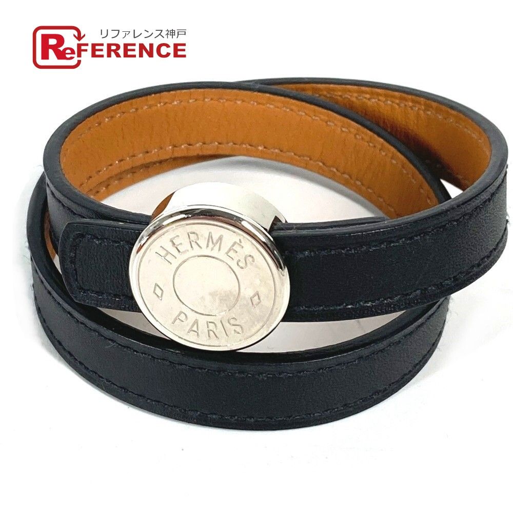 HERMES エルメス セリエダブルレザーブレスレット ブラック HERMES エルメス ブレスレット セリエ ダブル レザー - メルカリ