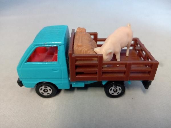 トミカ No.39 スズキ キャリィ 家畜運搬車 青 こげ茶荷台 赤シート 1Hホイール 裏板刻印No.31 赤箱 ロゴ赤字 中国製 トミー