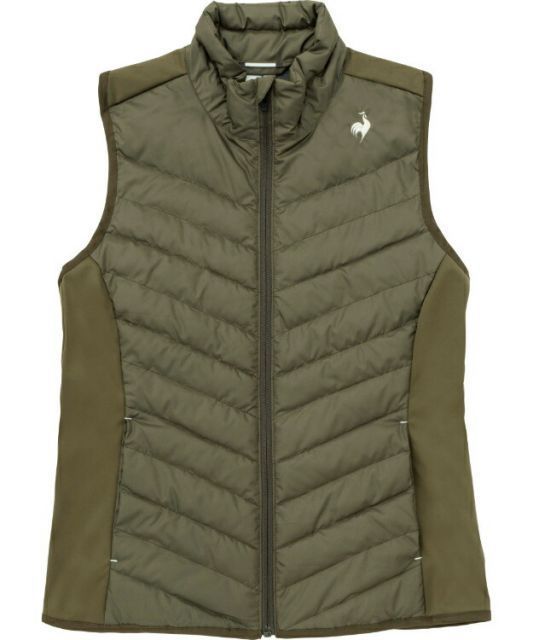 le coq sportif ルコック パディングベスト カーキ S QTWWJC01 KH | スポーツ テニス ウエア パディングベスト トップス 防風 保温 はっ水 タフタ素材 スポーティ 部活 練習 ゲーム ワンポイント ロゴ 