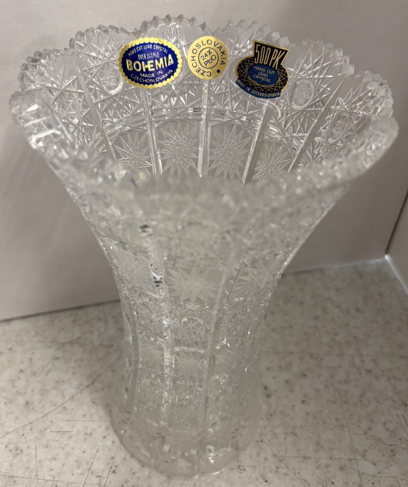 ☆ボヘミアグラス 花瓶 フラワーベース アンティーク クラシック