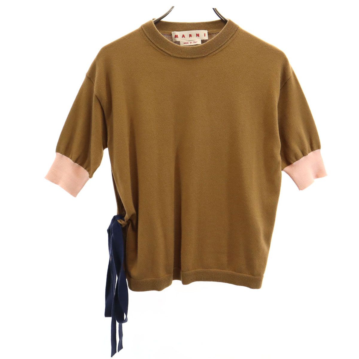MARNI マルニ イタリア製 5分袖 ニット 38 ブラウン レディース 古着