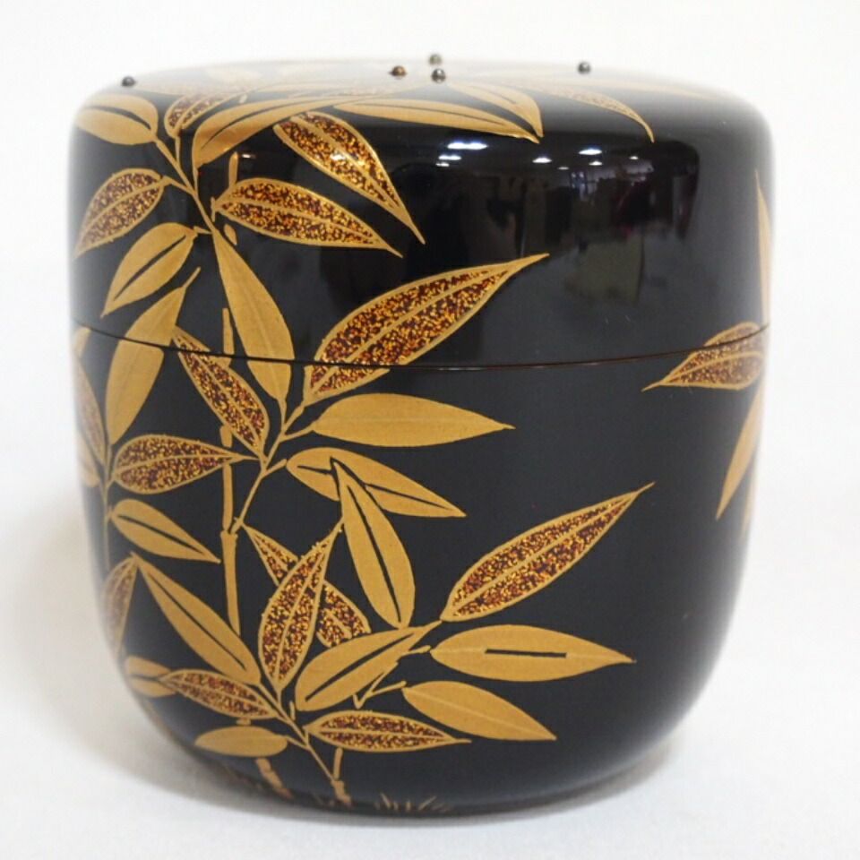 堀内宗完（兼中斎）宗匠箱】蒔絵師 西條一斎作 露笹蒔絵 大棗 箱