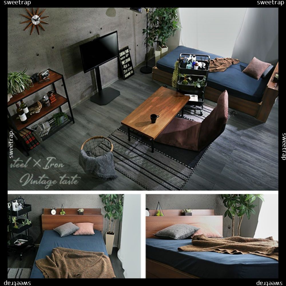 棚・収納付きヴィンテージチェストベッド ダブル【BROOK】 【公式通販】