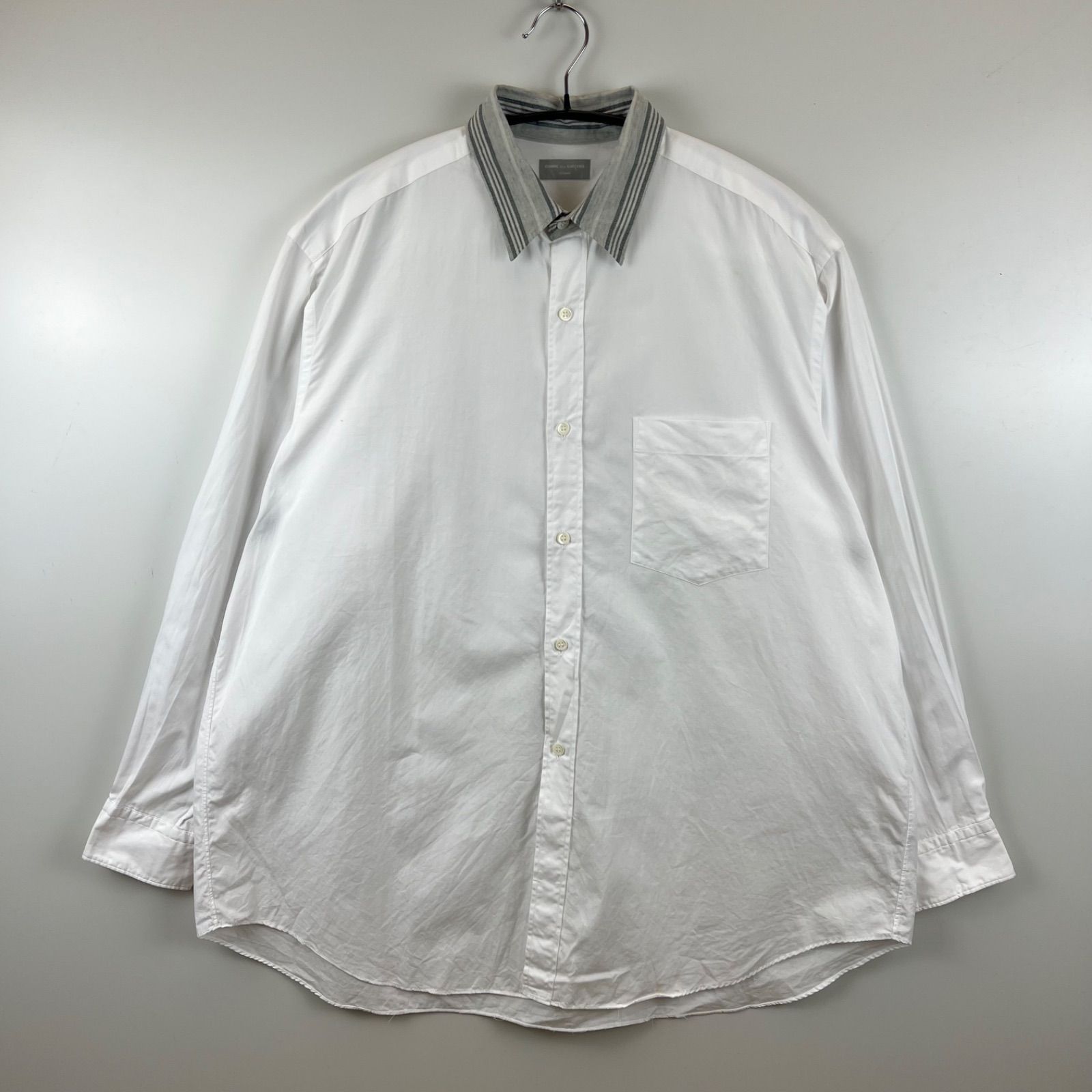 COMME des GARCONS HOMME CDG 90s AD1990 TANAKA stripes collar L|S shirts HB-050120 コムデギャルソンオム 田中オム 襟ストライプ ボックス 長袖シャツ アーカイブ 初期