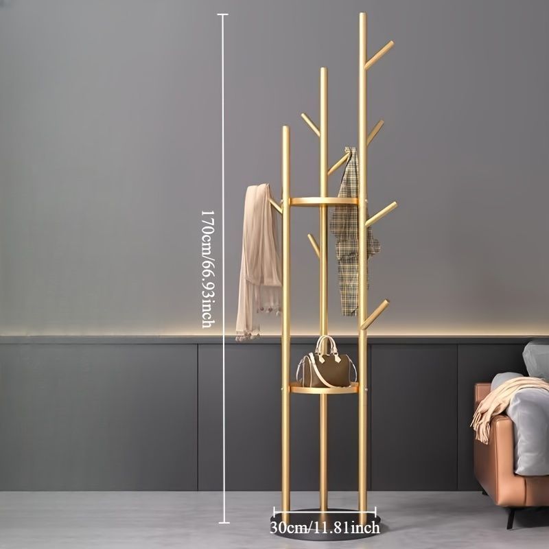 ランドセルスタンド スリーク ゴールデンメタル衣類スタンド 家庭 寮 耐久性に優れたフリースタンディングオーガナイザー バッグ＆衣類の掛け ランドセル掛け ランドセル収納 ゴールド ブラックベース