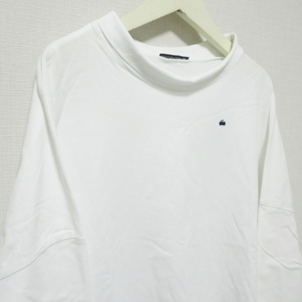 美品 mina perhonen ミナペルホネン terre ちょうちょ 刺〓 ハイネック オフタートル 長袖 Tシャツ カットソー 38 ホワイト レディース 古着 中古 美品 mina perhonen ミナペルホネン terre ちょうちょ 刺繡