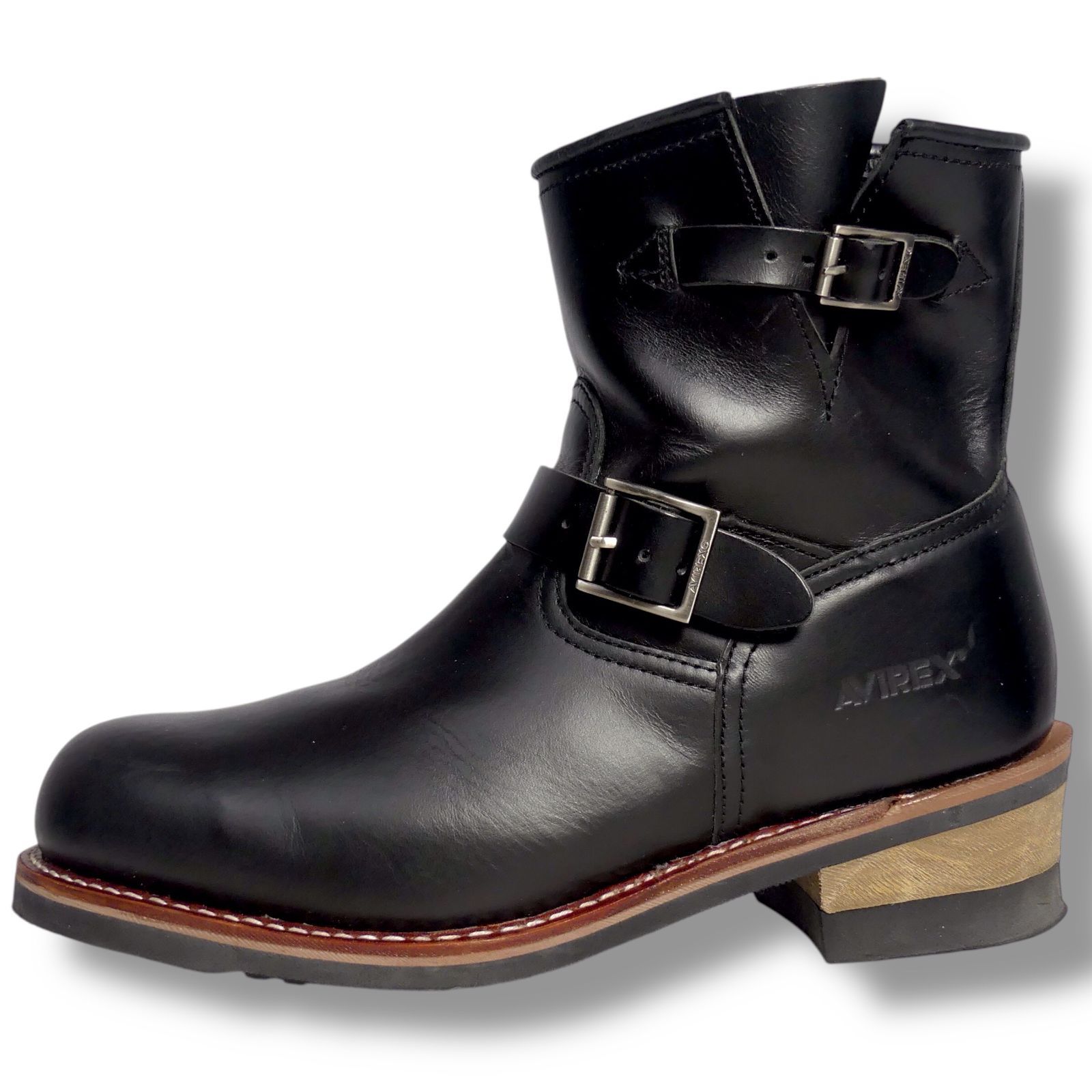 【AVIREX】アヴィレックス　ブラック　レザー　エンジニアブーツ　ショート アビレックス AVIREX ショート レザーエンジニアブーツ 黒