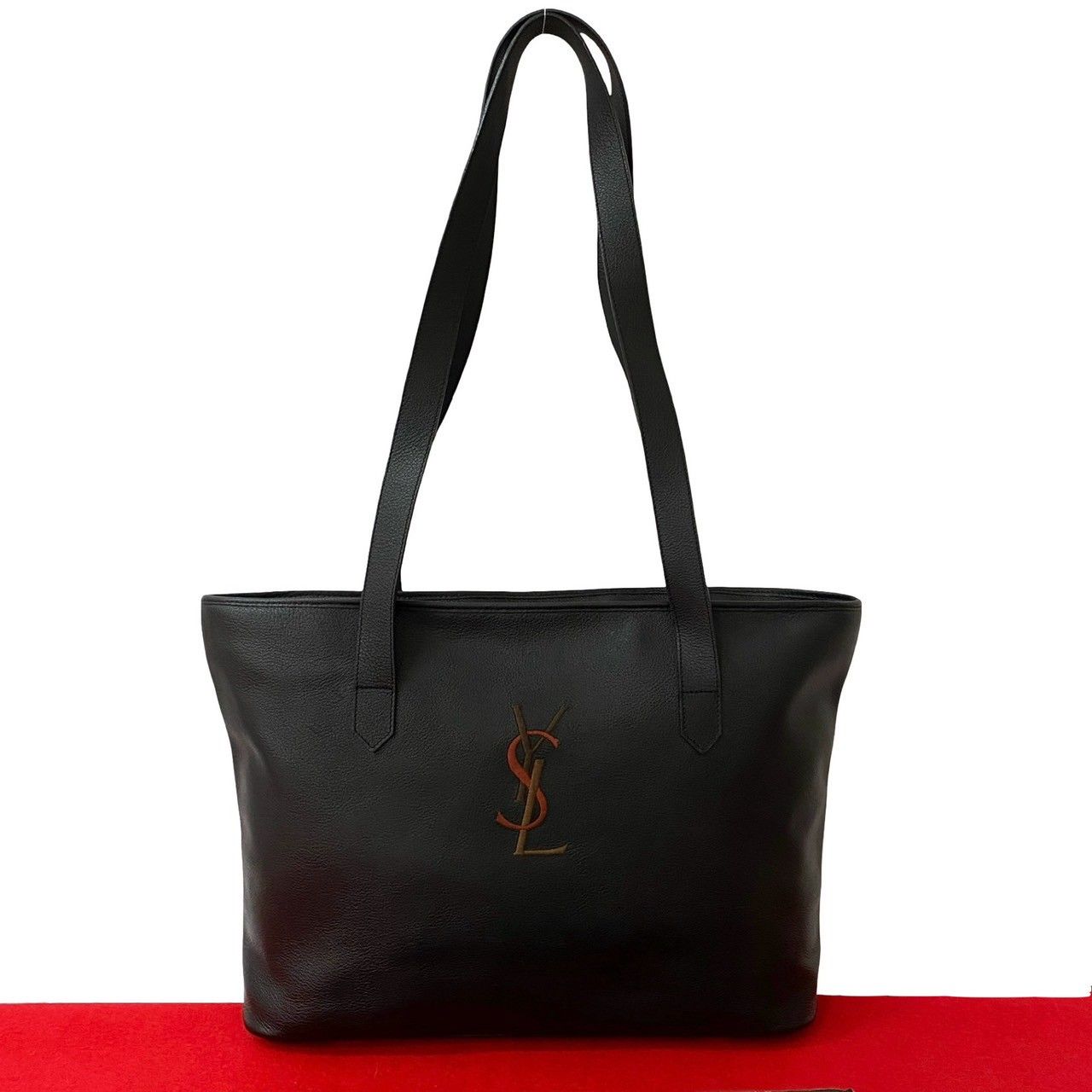 極 美品 YVES SAINT LAURENT イヴ サンローラン YSL ロゴ ステッチ 