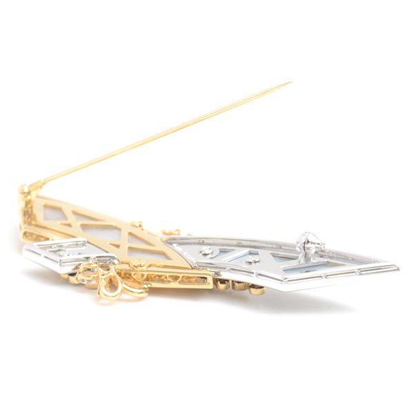 ミキモト ブローチ レディース ダイヤモンド×シェル デザイン ブローチ D1.83ct ゴールド MIKIMOTO K18YG×WG FORTGASGNV_COM_BR