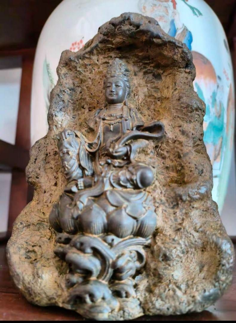 石像 石仏 観音仏像 禅意 置物 香座書房 文鎮 茶道茶台 装飾品 工芸品 置物 石像 石仏 座禅観音像 茶台 玄 関机 鎮宅 辟邪 開運 風水 招財