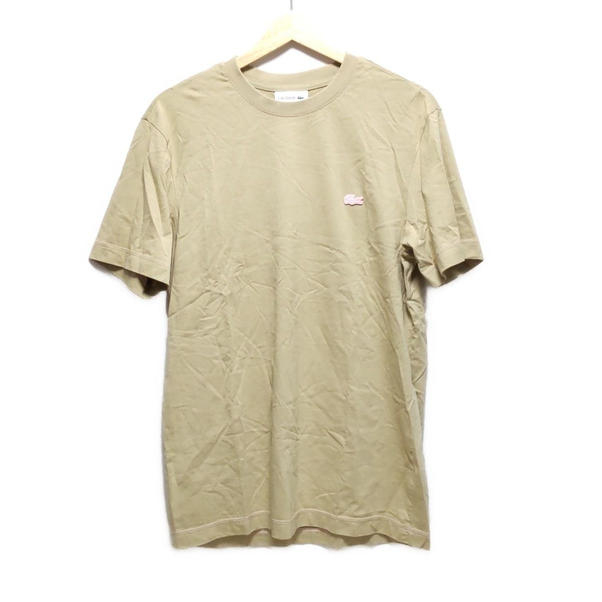 Lacoste ラコステ 半袖Tシャツ サイズFR 4US M レディース - ベージュ×ライトピンク クルーネック